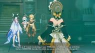 Sandrone receives Columbina and the Traveler reluctantly (Image via HoYoverse)